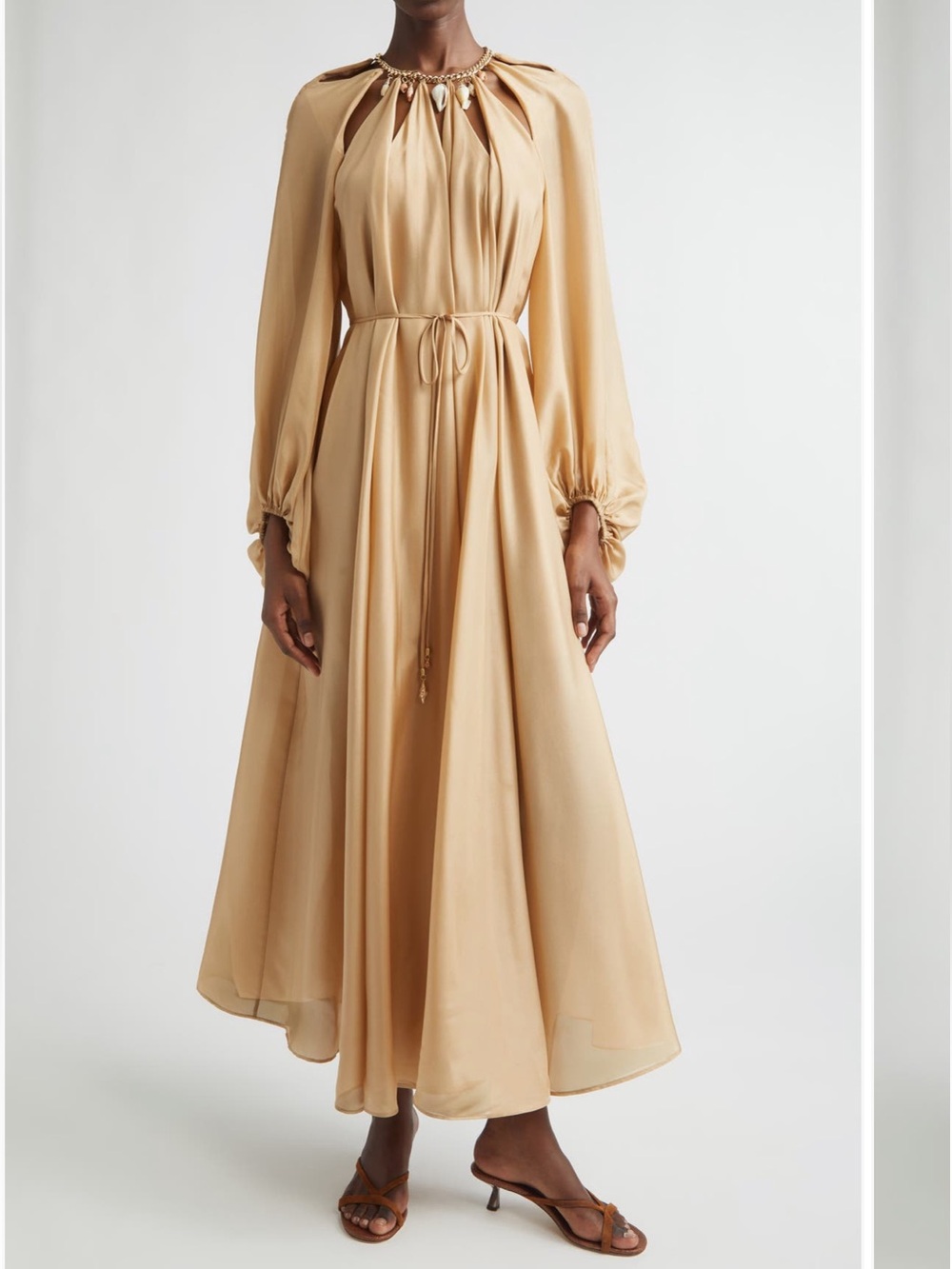 Zimmermann Mahon Long Sleeve Silk Habutae Maxi Dress